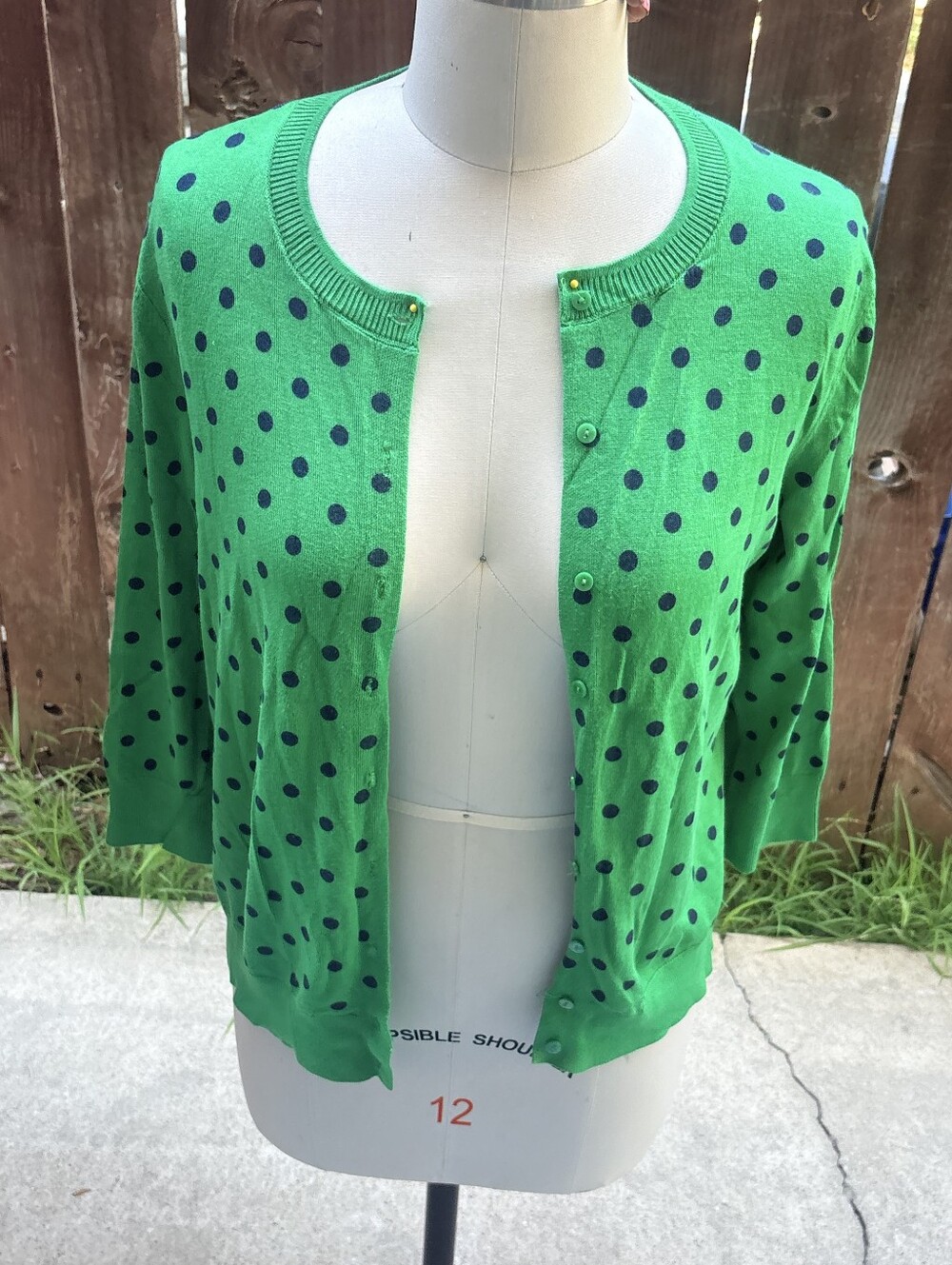 Green Polka Dot Women's Cardigan Sweater